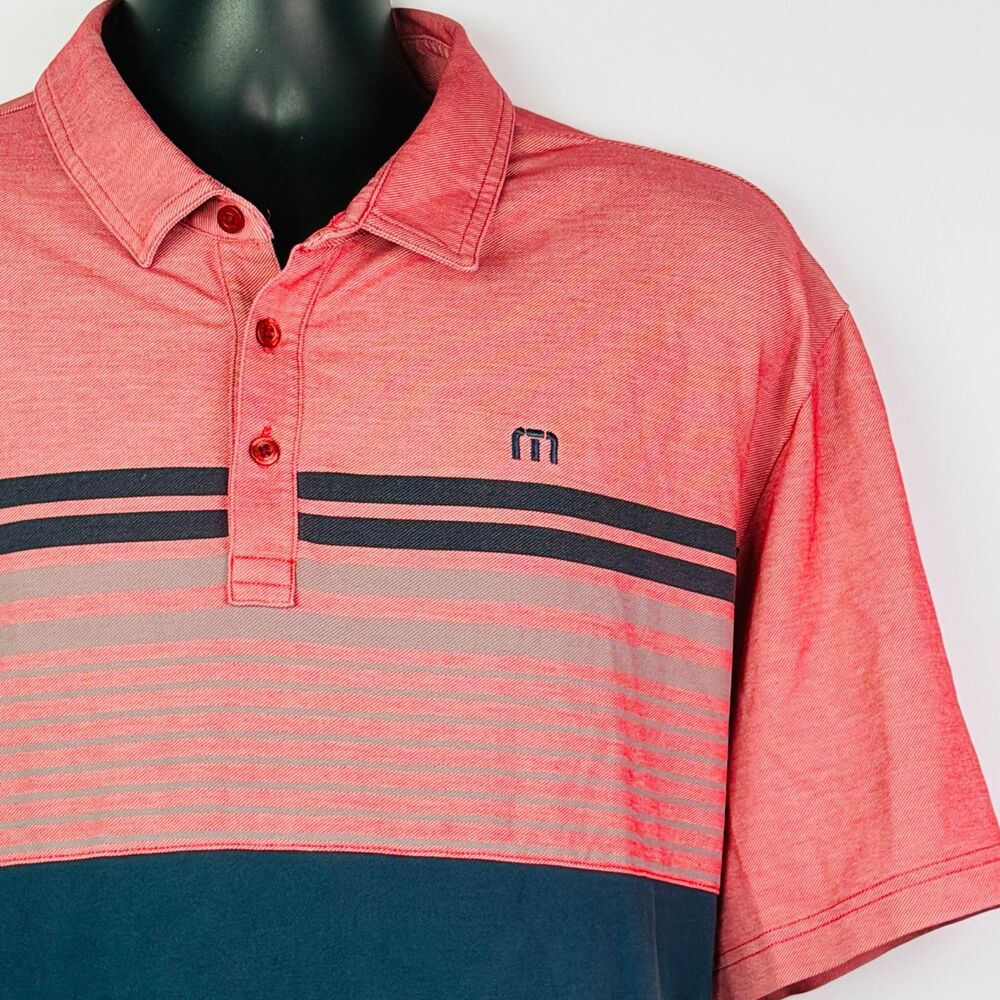 TravisMathew Pink Navy Color Block Golf Polo Shirt XXL
